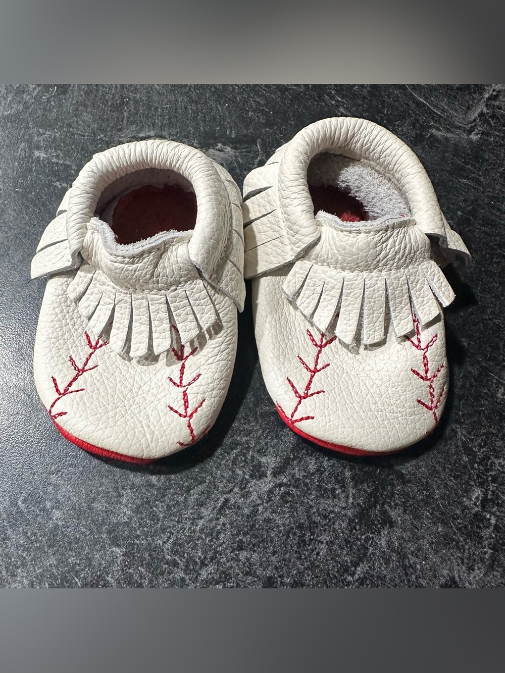 Like New Leather Baby Baseball Moccasins--sz 0-6 mos
